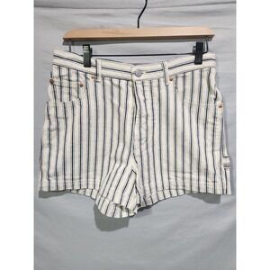 Y2K‎ Esprit White And Blue Striped Shorts W Carpenter Ring Sz 7